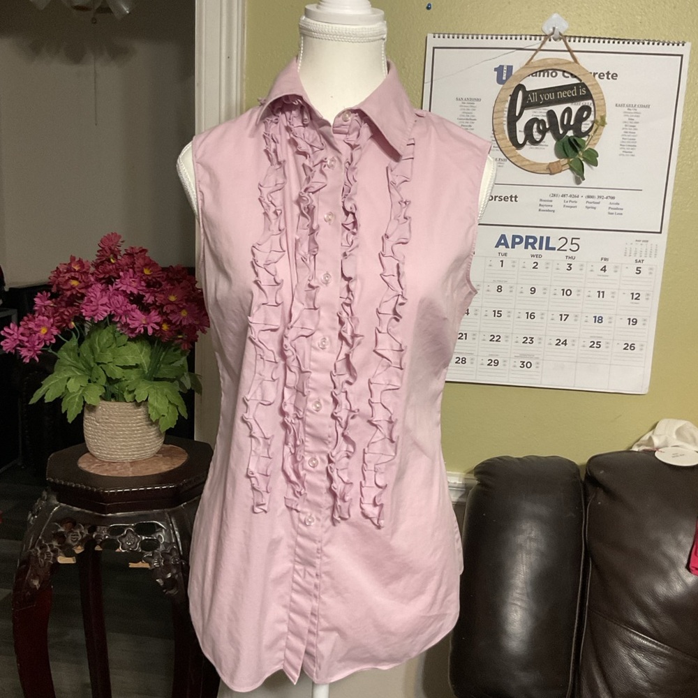 Pink Ruffled Sleeveless Women's Top Size: M